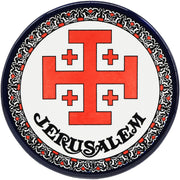 Armenian Ceramic Plate 'Jerusalem Cross' Hand Painted Wall Hanging - Made in Israel - Size: 6.5