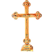 Large Standing Wooden Cross with 'God Bless Our Home' written in Mother of Pearl - Incense - 24"