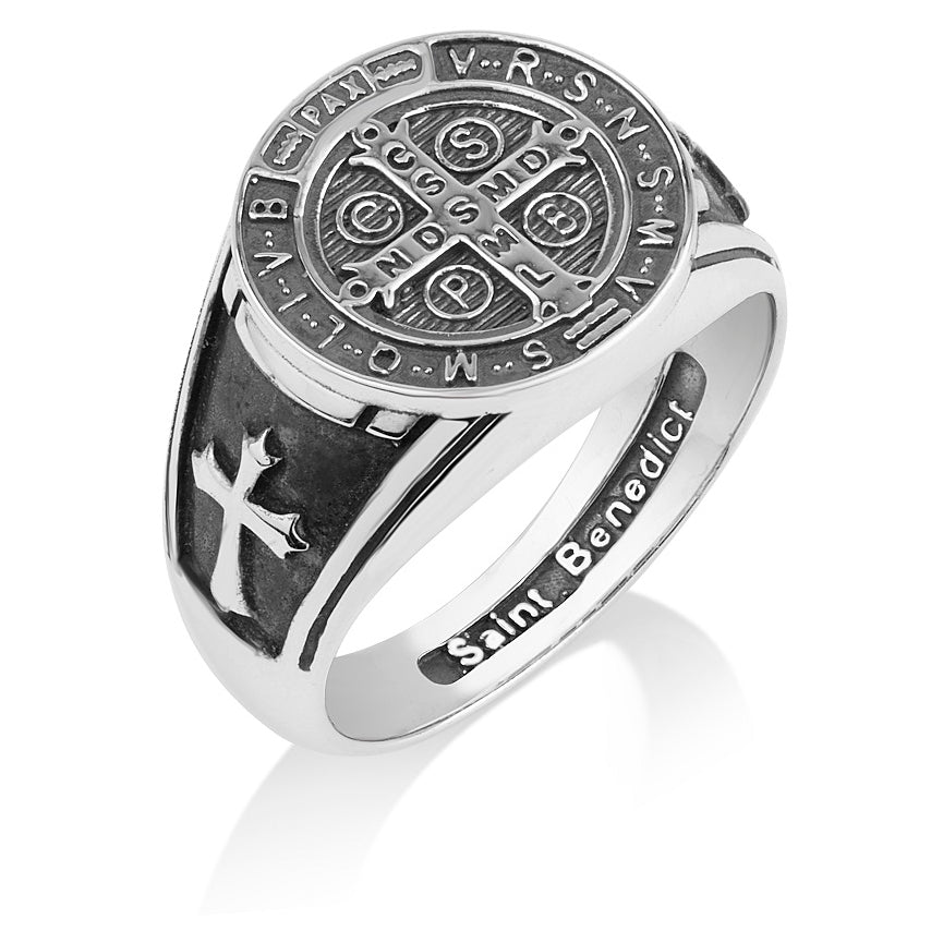 Saint Benedict Cross Sterling Silver Men's Ring - Made in the Holy Land (Copy)